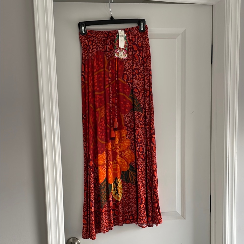 Farm Rio Vibrant Red Floral Skirt